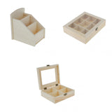 Maxbell 3Pcs Unfinished Plain Wooden Jewelry Box Case Handmade Unpainted Wood Craft