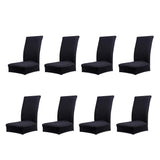 Maxbell 8 Pieces Soft Polyester Spandex Dining Stool Chair Cover Slipcover Black