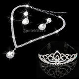 Maxbell Fashion Wedding Bridal Party Crystal Crown Tiara Headband Necklace Earrings Women’s Jewelry Set