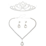 Maxbell Fashion Wedding Bridal Party Crystal Crown Tiara Headband Necklace Earrings Women’s Jewelry Set