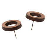 Maxbell 2 Pairs Brown Tribal Wood Earrings Hollow Circle And Round Wooden Earrings