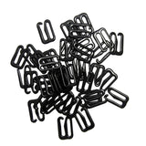 Maxbell 200 Pieces Bra Strap Adjuster Lingerie Slider Buckle Hooks Bikini Fastener -Black 15mm