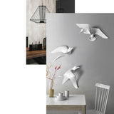 Maxbell 5Pcs Creative Resin Seagull Shaped Bedroom TV Background Wall Decorations White
