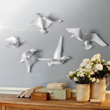 Maxbell 5Pcs Creative Resin Seagull Shaped Bedroom TV Background Wall Decorations White