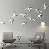 Maxbell 5Pcs Creative Resin Seagull Shaped Bedroom TV Background Wall Decorations White