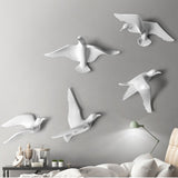 Maxbell 5Pcs Creative Resin Seagull Shaped Bedroom TV Background Wall Decorations White