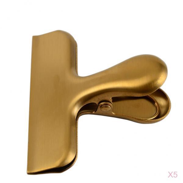 Maxbell 5x Stainless Steel Food Bag Sealing Clip Chip Clips Food Storage Sealer Gold
