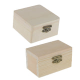 Maxbell 2PCS Unfinished Unpainted Wooden Jewelry Box DIY Storage Chest Treasure Case