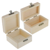 Maxbell 2PCS Unfinished Unpainted Wooden Jewelry Box DIY Storage Chest Treasure Case