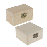 Maxbell 2PCS Unfinished Unpainted Wooden Jewelry Box DIY Storage Chest Treasure Case