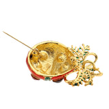 Maxbell Crystal Christmas Gorgeous Fruit Shaped Brooch Pin & Jewelry Pendant 2Pcs