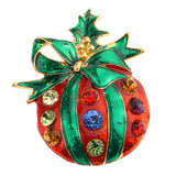 Maxbell Crystal Christmas Gorgeous Fruit Shaped Brooch Pin & Jewelry Pendant 2Pcs