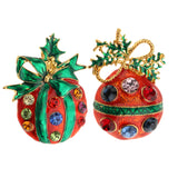 Maxbell Crystal Christmas Gorgeous Fruit Shaped Brooch Pin & Jewelry Pendant 2Pcs