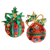 Maxbell Crystal Christmas Gorgeous Fruit Shaped Brooch Pin & Jewelry Pendant 2Pcs