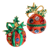 Maxbell Crystal Christmas Gorgeous Fruit Shaped Brooch Pin & Jewelry Pendant 2Pcs