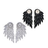 Maxbell 2 Pairs Punk Women's Cool Jewelry Angel Wings Rhinestone Drop Earrings Stud