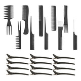 Maxbell 10 Pieces Salon Hair Cutting Hairdressing Barber Combs Brush Set+12 Clips