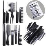 Maxbell 10 Pieces Salon Hair Cutting Hairdressing Barber Combs Brush Set+12 Clips