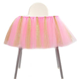 Maxbell Glitter Baby Shower Tutu High Chair Skirt & Birthday Party Decoration Set for Kids Party Supplies