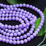 Maxbell 6mm Violet Jade Round Shaped Gemstone Loose Beads Strand for Necklace Bracelet Jewelry Making Craft Projects DIY 15.5 Inch