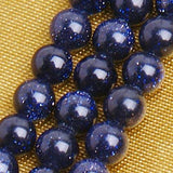 Maxbell 4mm Blue Sand Stone Round Gemstone Loose Beads Strand for Necklace Bracelet DIY Jewelry Making 15 Inch Length