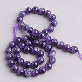 Maxbell 8mm Fashionable Synthetic Amethyst Gemstone Round Loose Beads Strand for Necklace Bracelet DIY Jewelry Making 15 inch