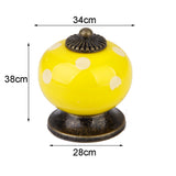 Maxbell Ceramic Dot Charms Home Kitchen Door Drawer Cupboard Wardrobe Pull Handle Knob Yellow with Mounting Screw