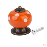 Maxbell Ceramic White Dot Charms Home Kitchen Door Drawer Cupboard Wardrobe Pull Handle Knob Orange with Mounting Screw