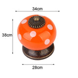 Maxbell Ceramic White Dot Charms Home Kitchen Door Drawer Cupboard Wardrobe Pull Handle Knob Orange with Mounting Screw