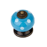 Maxbell Ceramic Dot Charms Home Kitchen Door Drawer Cupboard Wardrobe Pull Handle Knob Blue with Mounting Screw