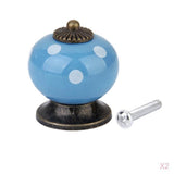 Maxbell Ceramic Dot Charms Home Kitchen Door Drawer Cupboard Wardrobe Pull Handle Knob Blue with Mounting Screw