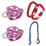 Maxbell 2 Pieces Rope Pulley + 2 Pieces Carabiners + 1 Piece Rope Rock Climbing Kit