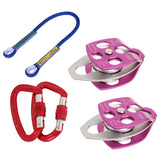 Maxbell 2 Pieces Rope Pulley + 2 Pieces Carabiners + 1 Piece Rope Rock Climbing Kit