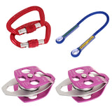 Maxbell 2 Pieces Rope Pulley + 2 Pieces Carabiners + 1 Piece Rope Rock Climbing Kit