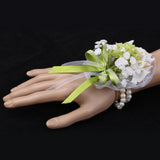 Maxbell Wrist Corsage Flower+Boutonniere Corsage Rose Silk Flower for Wedding Bridal