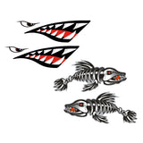 Maxbell 4 Pieces Vinyl Skeleton Fish Shark Mouth Kayak Decals Fishing Boat Graphics