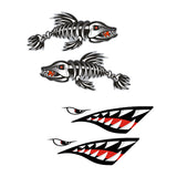 Maxbell 4 Pieces Vinyl Skeleton Fish Shark Mouth Kayak Decals Fishing Boat Graphics