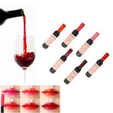 Maxbell 6pcs Red Wine Bottle Shaped Lip Gloss + 6pcs PEEL OFF Mask Tattoo Liquid Lipsticks Set LONG LASTING / WATERPROOF / MOISTURIZING / 12 COLORS