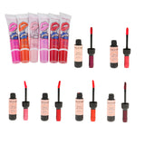 Maxbell 6pcs Red Wine Bottle Shaped Lip Gloss + 6pcs PEEL OFF Mask Tattoo Liquid Lipsticks Set LONG LASTING / WATERPROOF / MOISTURIZING / 12 COLORS