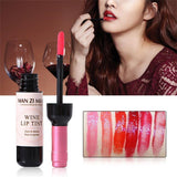 Maxbell 6pcs Red Wine Bottle Shaped Lip Gloss + 6pcs PEEL OFF Mask Tattoo Liquid Lipsticks Set LONG LASTING / WATERPROOF / MOISTURIZING / 12 COLORS