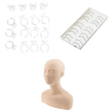 Maxbell Mannequin Massage Make Up Practice+10 False Eyelash+100 Glue Holder Ring Set