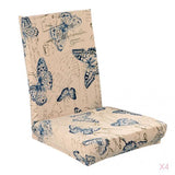 Maxbell 4Pieces Post Card Butterfly Stretch Dining Chair Cover Banquet Slipcover Wedding