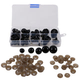 Maxbell 52 Pieces 12-20mm Assorted Size Black Plastic Safety Eyes with Washers for Teddy Bear DIY Making