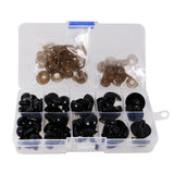 Maxbell 52 Pieces 12-20mm Assorted Size Black Plastic Safety Eyes with Washers for Teddy Bear DIY Making