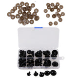 Maxbell 52 Pieces 12-20mm Assorted Size Black Plastic Safety Eyes with Washers for Teddy Bear DIY Making