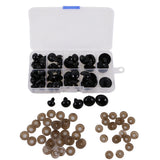 Maxbell 52 Pieces 12-20mm Assorted Size Black Plastic Safety Eyes with Washers for Teddy Bear DIY Making