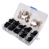 Maxbell 52 Pieces 12-20mm Assorted Size Black Plastic Safety Eyes with Washers for Teddy Bear DIY Making
