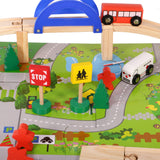 Maxbell 40 Pieces Urban Track Train Wooden Set Toy Rail Overpass Traffic Scene Toys