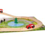 Maxbell 40 Pieces Urban Track Train Wooden Set Toy Rail Overpass Traffic Scene Toys