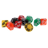 Maxbell Pack of 10 Acrylic Ten Sided D(00-90) Dices for D&D TRPG Party Game Toys